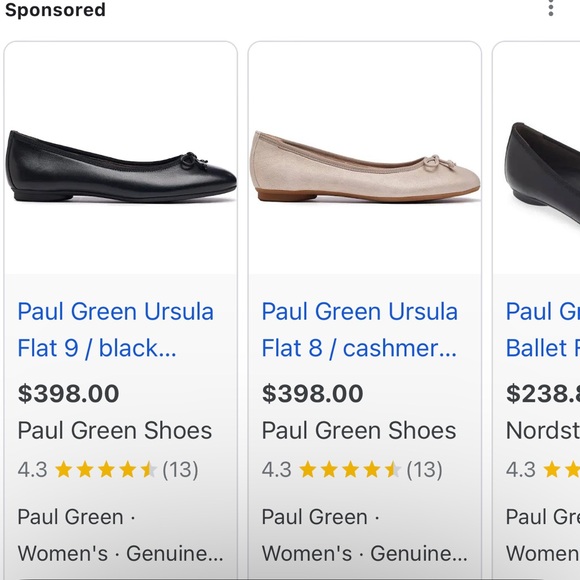 PAUL GREEN Ursula Ballet Flat (Women) Black Leather size UK 5.5 US 8 $398 - Picture 12 of 16